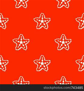 Starfish pattern repeat seamless in orange color for any design. Vector geometric illustration. Starfish pattern seamless
