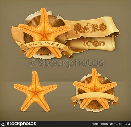 Starfish retro vector icon