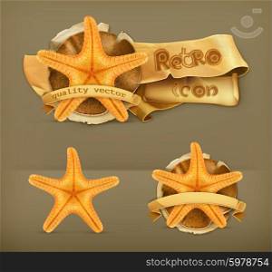 Starfish retro vector icon