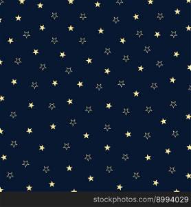 Starry abstract seamless pattern on dark blue background.