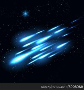 Starry night sky falling stars background. Starry night sky background. Vibrant falling space stars vector illustration