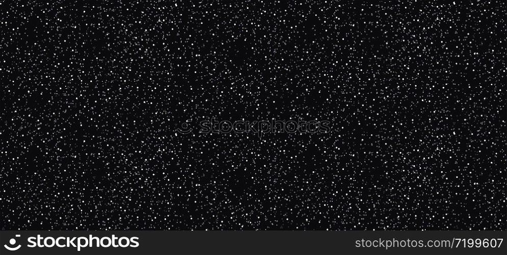 Starry night sky vector flat wallpaper. Dark background with stars, galaxy space backdrop illustration.