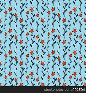 Starry seamless pattern. Floral pattern in orange and blue colors. Print for linen or paper design. Starry seamless pattern. Floral pattern in orange and blue colors. Print for linen or paper design.