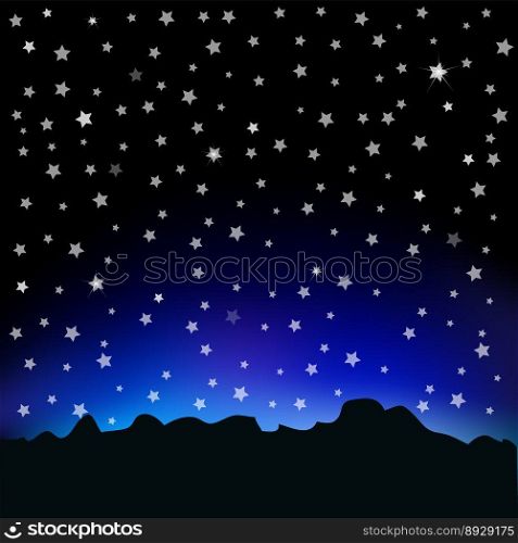 Starry sky and mountain landscape vector image