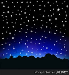 Starry sky and mountain landscape vector image