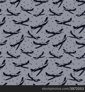 Stars and airplanes seamless pattern design - avia seamless texture. Vector illustration. Stars and airplanes seamless pattern design