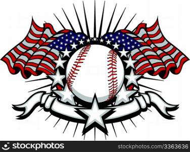 Stars and Stripes Patriotic baseball image with American Flags
