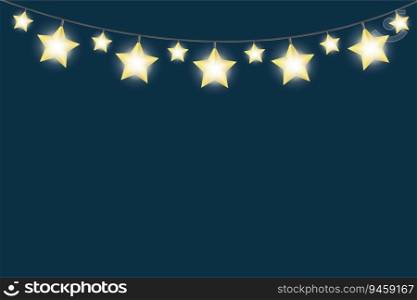 Stars electric garland background with copy space. Vector design.