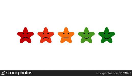 stars emotions rating different colors in flat style. stars emotions rating different colors in flat