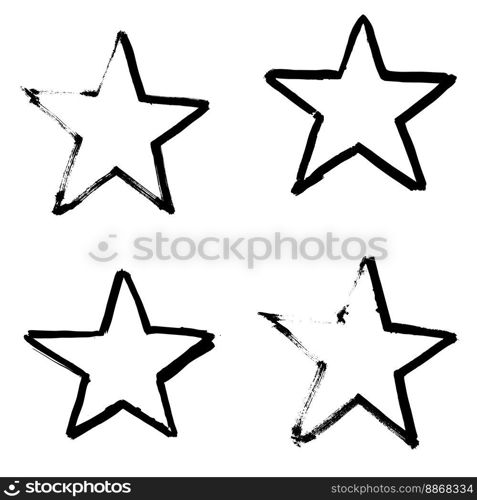 Stars Hand Drawn Set Isolated on White Background. Vector Illustration.