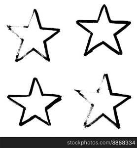 Stars Hand Drawn Set Isolated on White Background. Vector Illustration.
