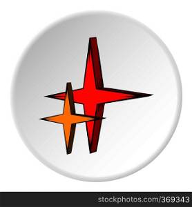 Stars icon in cartoon style on white circle background. Figure symbol vector illustration. Stars icon, cartoon style