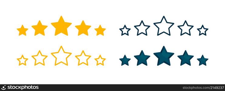 Stars icons. Star icons to indicate quality rating. Vector illustration