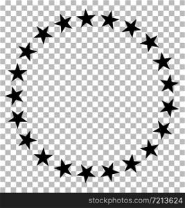 stars in circle icon on transparent. stars in circle design for diagram, infographics, chart, presentation, app, UI. flat style. stars border frame symbol. European Union sign.