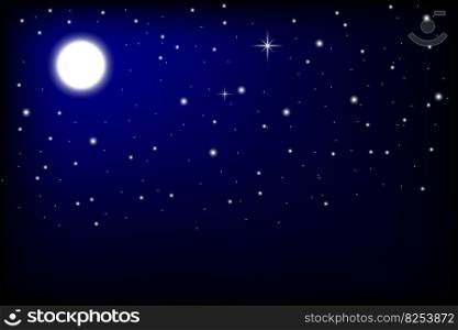 Stars moon dark sky. Fantasy realistic stars moon dark sky. Space background. Vector illustration. Stock image. EPS 10.. Stars moon dark sky. Fantasy realistic stars moon dark sky. Space background. Vector illustration. Stock image. 