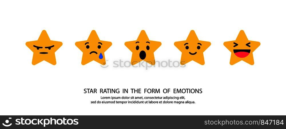 Stars rating in the form emotions. Stars different emotions. Eps10. Stars rating in the form emotions. Stars different emotions