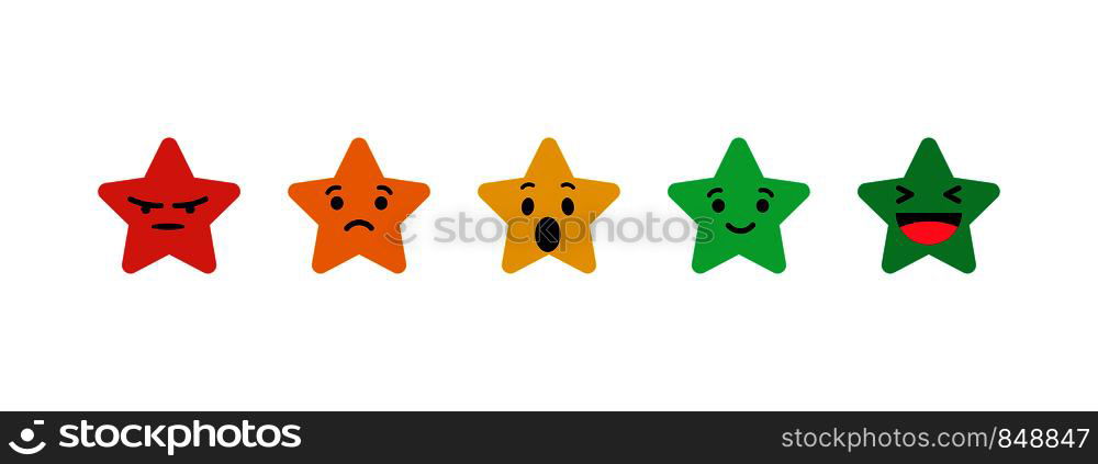 Stars rating in the form emotions. Stars in different colors. Eps10. Stars rating in the form emotions. Stars in different colors