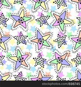 Stars seamless pattern in pastel colors. Childish background for textile fabric or wrapping.. Stars seamless pattern in pastel colors. Childish background for textile fabric or wrapping