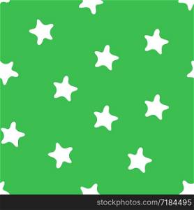 Stars seamless pattern. Kid&rsquo;s fashion print. Design elements for children. Hand drawn doodle repeating shapes. Cute green and white wallpaper. Boy&rsquo;s or girl&rsquo;s colors