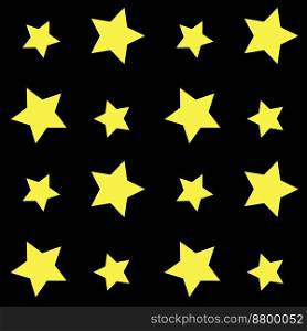 Stars, seamless pattern, vector. Pattern of yellow stars on a black background.