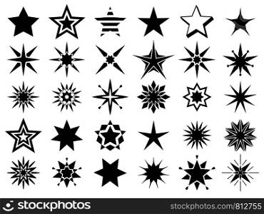 Stars shape icons. Abstract black vector star signs for tattoo designs isolated on white background. Stars shape black signs