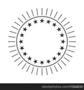 Stars shape in a circle with stripes. Signs rotated to the center of the vector illustration. Round icon
