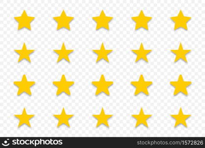 Stars. Star vector icons. Stars collection, isolated on transparent background. Star icon. Stars in modern simple flat style. Vector illustration