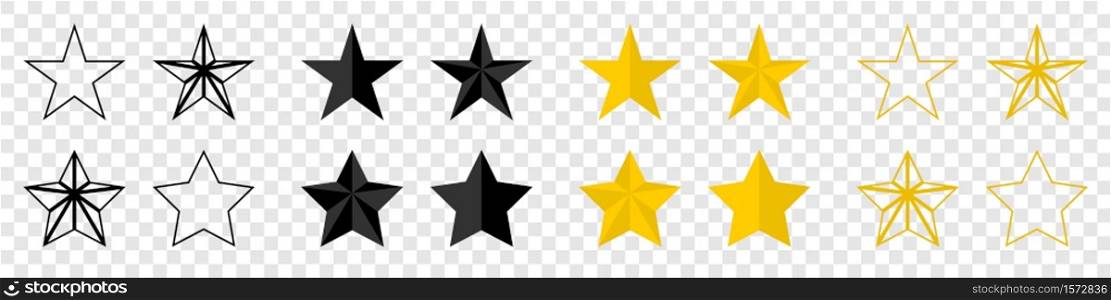 Stars. Stars vector icons. Black stars, isolated. Star vector icons, isolated. Vector illustration