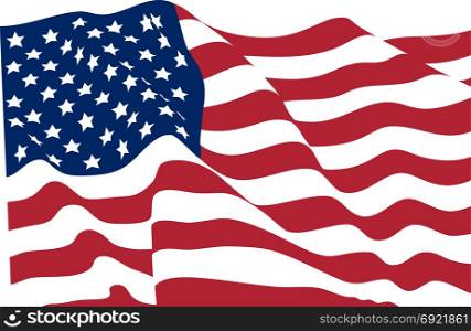 Stars striped waving flag USA no gradient