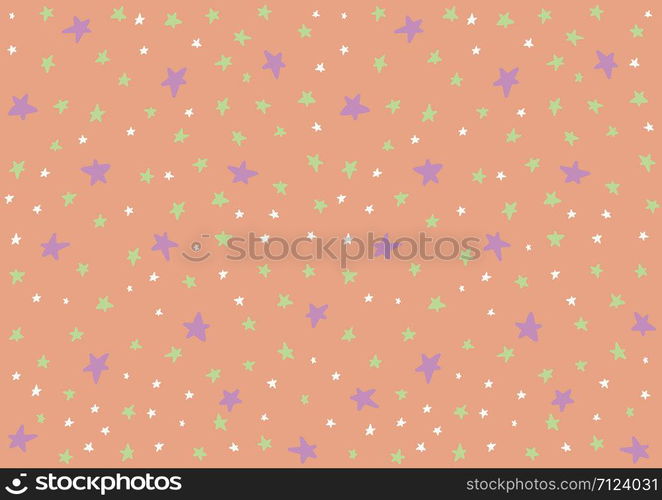 Stars vector background in Halloween colors for children kids. Suitable for textile, print, decoration, clothes. Halloween and autumn decor. Paper design style. Children and kids decor.