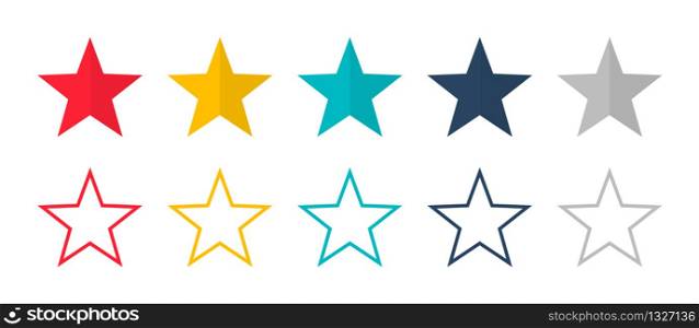 Stars vector isolated colored icon. Linear colored stars. Set of colored stars symbol or signs. EPS 10