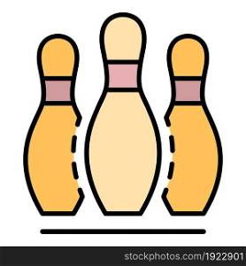 Start bowling game icon. Outline start bowling game vector icon color flat isolated on white. Start bowling game icon color outline vector