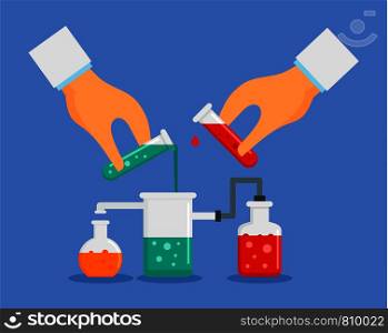 Start chemical experiment concept background. Flat illustration of start chemical experiment vector concept background for web design. Start chemical experiment concept background, flat style