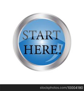 Start here button blue. Business success. Vector illustration. Stock image. EPS 10.. Start here button blue. Business success. Vector illustration. Stock image.