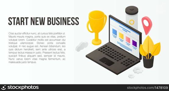 Start new business concept banner. Isometric illustration of start new business vector concept banner for web design. Start new business concept banner, isometric style