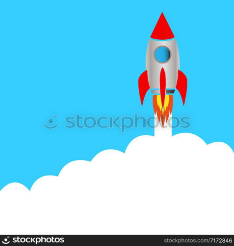 start space rocket blue background vector illustration. Start space rocket