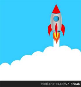 start space rocket blue background vector illustration. Start space rocket