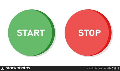 Start stop flat press button, vector starter.