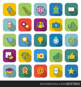Start up color icons with long shadow, stock vector