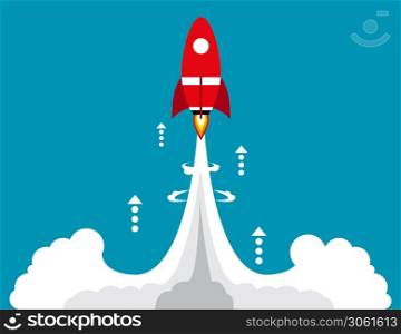 Start up. Concept business vector illustration, Physical structure, Smoke, Rocket.