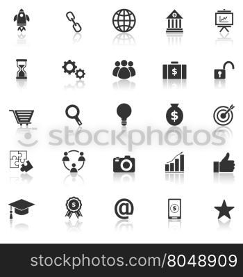 Start up icons with reflect on white background, stock vector