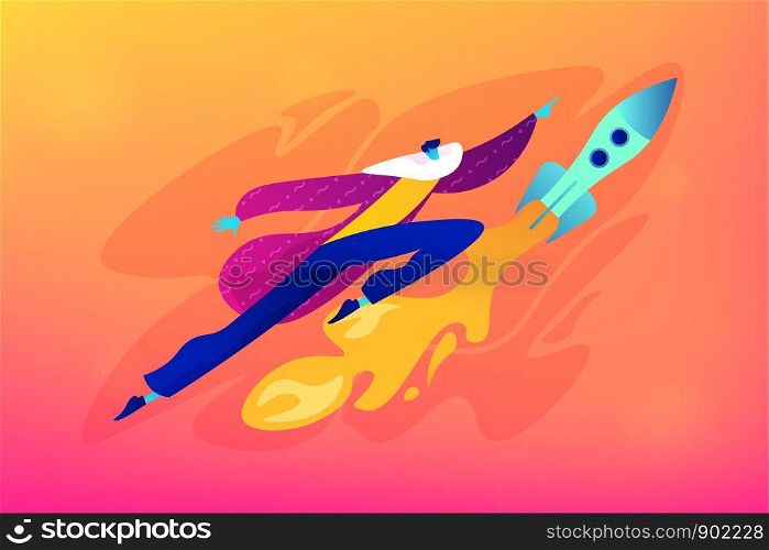 Start up launch, start up venture and entrepreneurship concept. Vector isolated concept illustration. Small heads and huge legs people. Hero image for website.. Start up launch concept vector illustration.