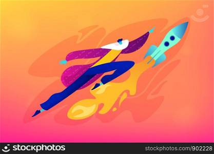 Start up launch, start up venture and entrepreneurship concept. Vector isolated concept illustration. Small heads and huge legs people. Hero image for website.. Start up launch concept vector illustration.