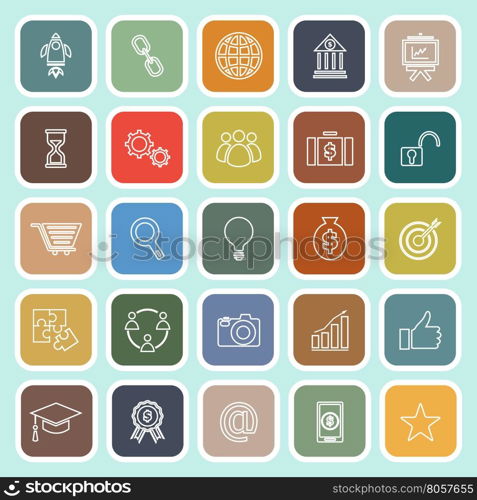 Start up line flat icons on green background, stock vector