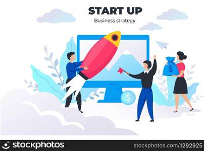 Start up people concept. Project management and business strategy, meeting and communication. Vector image digital marketing successful brand creativity startup. Start up people concept. Project management and business strategy, meeting and communication. Vector digital marketing