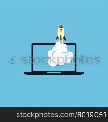 start up program rocket computer boot program. start up program rocket computer boot program vector illustration