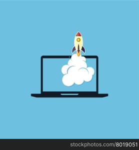 start up program rocket computer boot program. start up program rocket computer boot program vector illustration