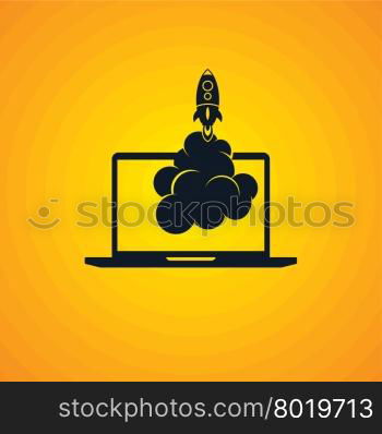 start up program rocket computer boot program. start up program rocket computer boot program vector illustration