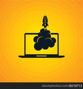 start up program rocket computer boot program. start up program rocket computer boot program vector illustration