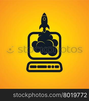 start up program rocket computer boot program. start up program rocket computer boot program vector illustration